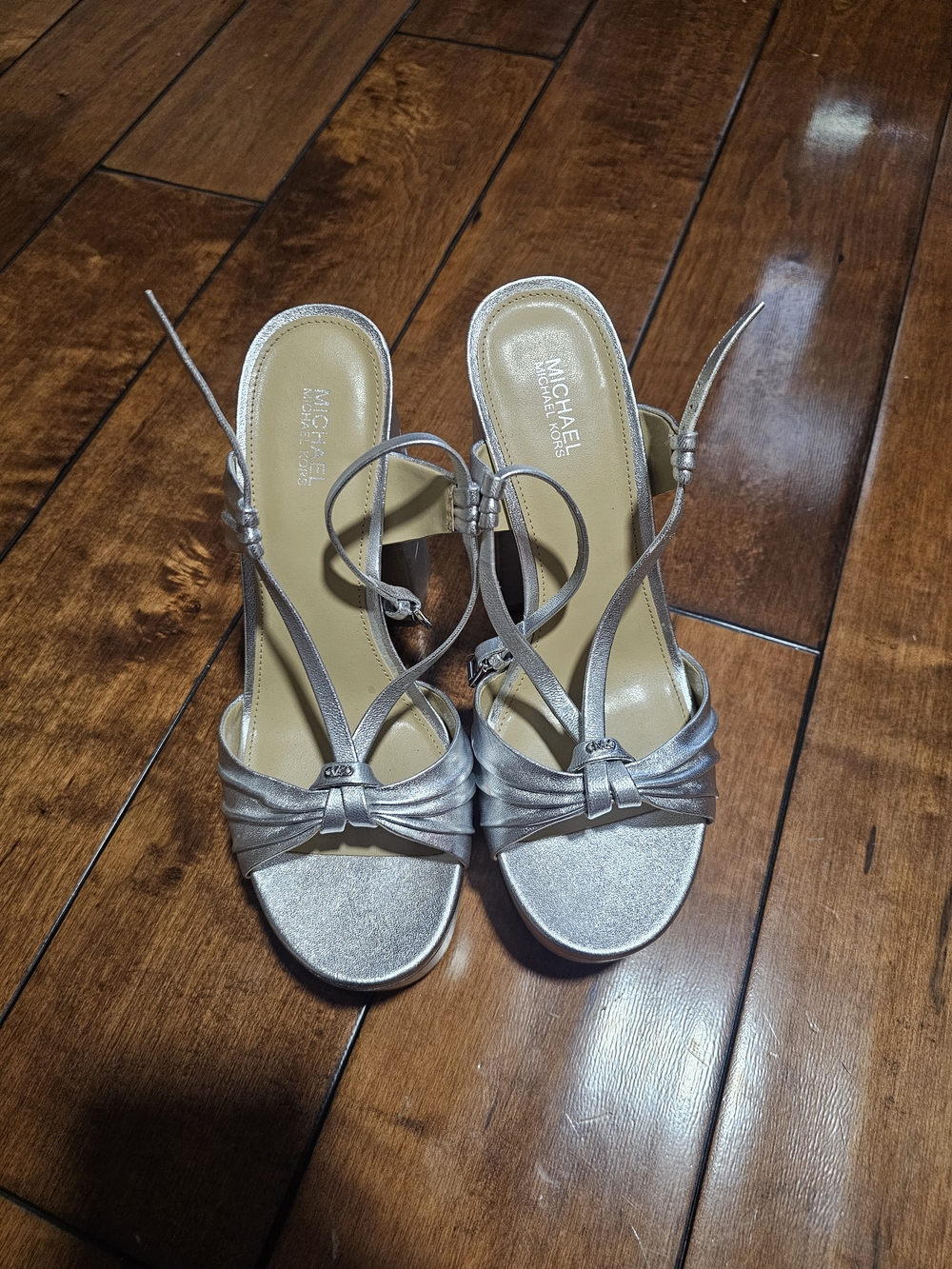 Michael Kors Silver Strappy Slingback Sandals